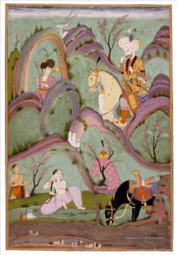  Bath Tableaux - Khusraw contemplant Shirin se baignant de l’Inde